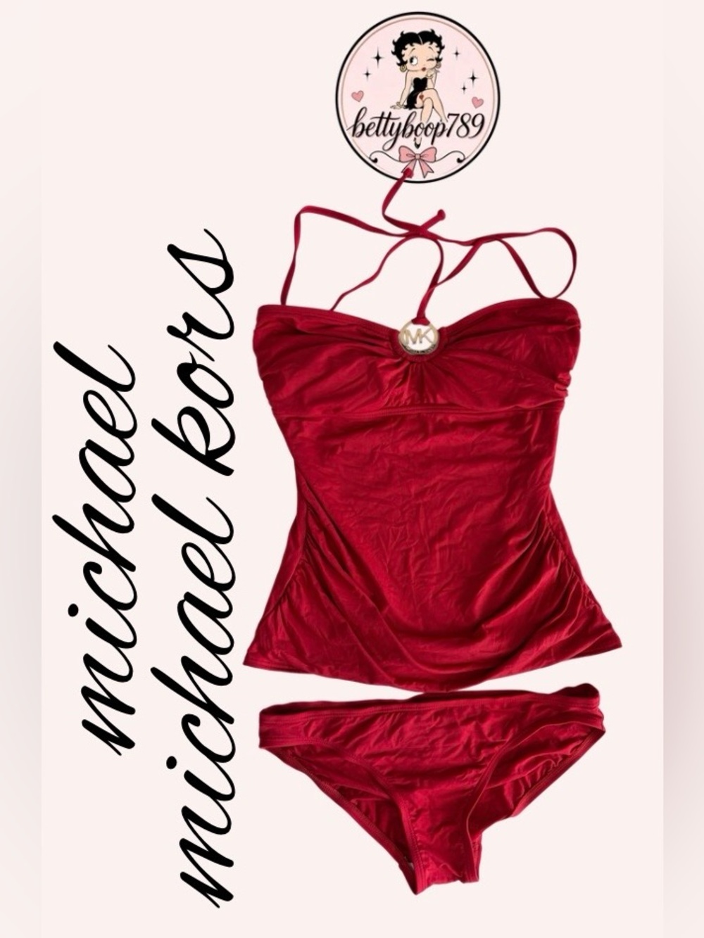 MICHAEL Michael Kors Red Tankini with MK Medallion